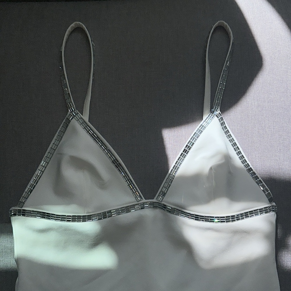 Zara White Midi Dress with Silver Accents - Picture 5 of 7